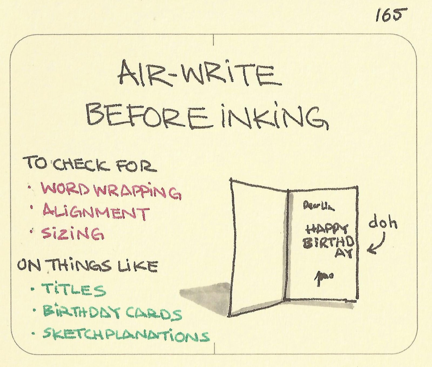 Air-write before inking